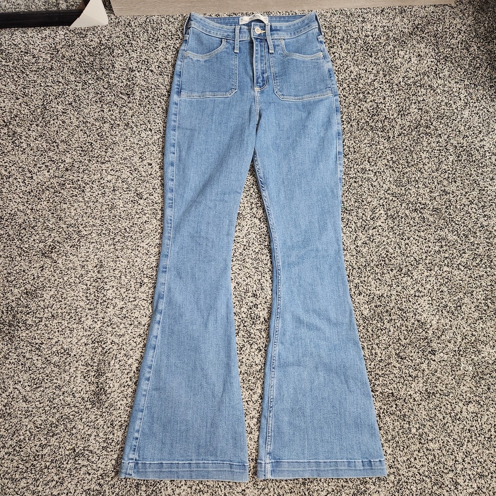 Hollister Curvy Hi Rise Vintage Flare Bell Bottom Jeans Light Wash Womens 26X31